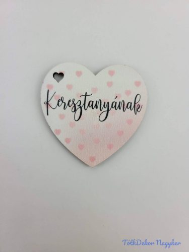 Keresztanyának szivecskés tábla 5,5x5,5cm - kis szív