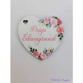 Drága édesanyámnak virágos tábla 5,5x5,5cm - kis szív