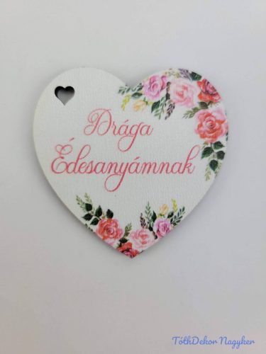 Drága édesanyámnak virágos tábla 5,5x5,5cm - kis szív