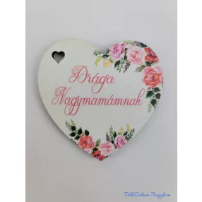 Drága nagymamámnak virágos tábla 5,5x5,5cm - kis szív