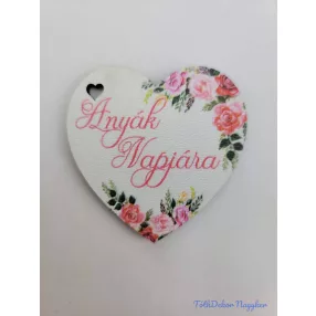 Anyák napjára virágos tábla 5,5x5,5cm - kis szív