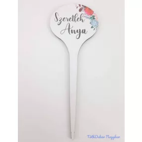 Szeretlek anya virágmintás tábla 15x5cm - beszúró
