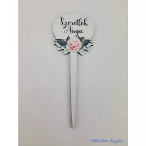 Szeretlek anya napjára díszes tábla 15x5cm - beszúró