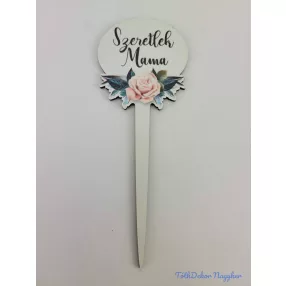 Szeretlek mama díszes tábla 15x5cm - beszúró