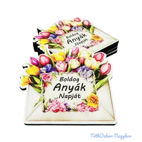   Boldog anyák napját borítékos virágkavalkád 6,3x6,7cm - 5db/csomag