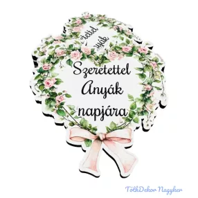   Szeretettel anyák napjára szív alakú virágkoszorú 6,8x6,5cm - 5db/csomag