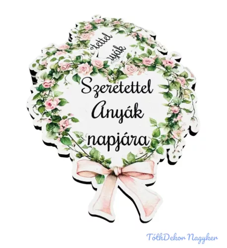 Szeretettel anyák napjára szív alakú virágkoszorú 6,8x6,5cm - 5db/csomag