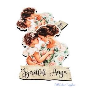 Barna hajú édesanya kislányával 8x6cm - 2db/csomag