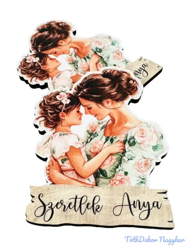 Barna hajú édesanya kislányával 8x6cm - 2db/csomag