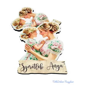 Szőke hajú édesanya kislányával 8x6cm - 2db/csomag