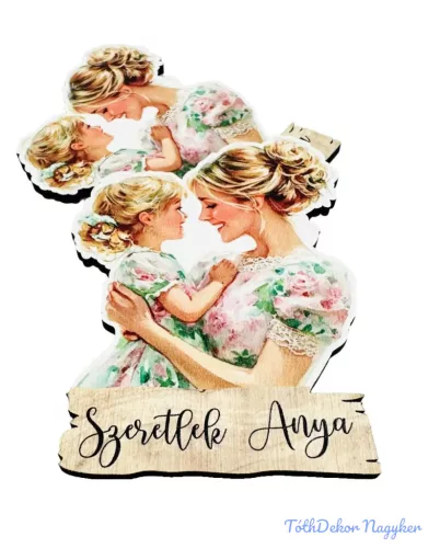 Szőke hajú édesanya kislányával 8x6cm - 2db/csomag