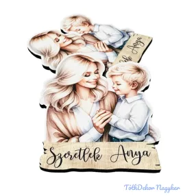 Szőke hajú édesanya kisfiával 8x6cm - 2db/csomag