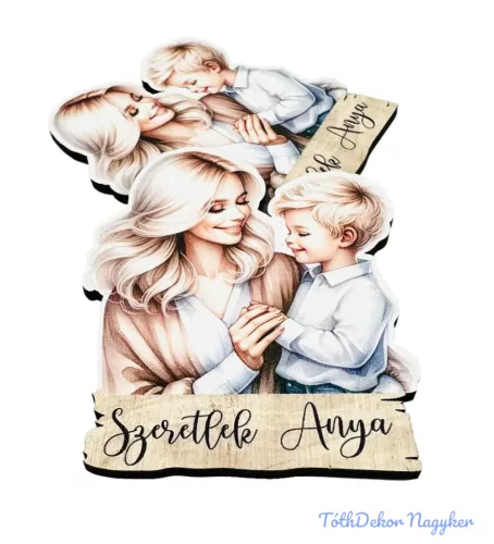 Szőke hajú édesanya kisfiával 8x6cm - 2db/csomag