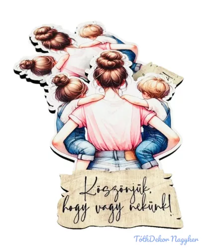 Vörös hajú édesanya fiával és lányával 9x6,5cm - 2db/csomag