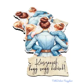 Vörös hajú édesanya 2 lányával 9x6,5cm - 2db/csomag