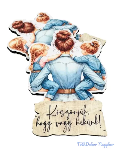 Vörös hajú édesanya 2 lányával 9x6,5cm - 2db/csomag