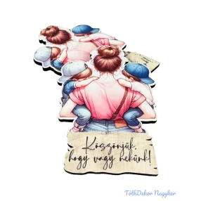 Vörös hajú édesanya 2 fiával 9x6,5cm - 2db/csomag