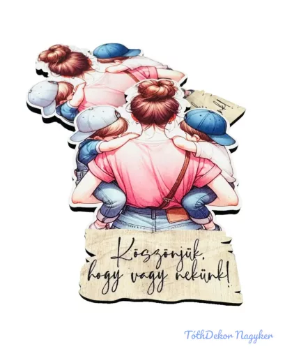 Vörös hajú édesanya 2 fiával 9x6,5cm - 2db/csomag