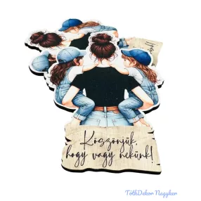 Barna hajú édesanya 2 lányával 9x6,5cm - 2db/csomag