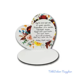   Nagy talpas fa szív 19,2x20cm - Boldog anyák napját/szürke