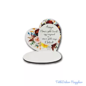   Kis talpas fa szív 13,2x12,8cm - Anya, nincs jobb barát/szürke