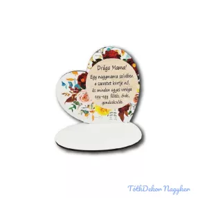 Kis talpas fa szív 13,2x12,8cm - Drága mama/barna