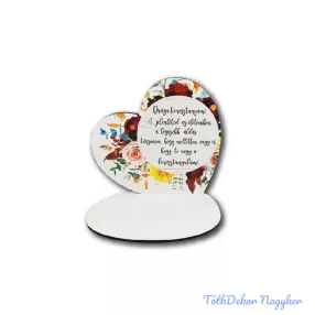   Kis talpas fa szív 13,2x12,8cm - Drága keresztanyám/szürke