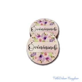 Óvónéninek 5 cm - Púder virág mintás kör