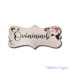 Óvónéninek 3,2x7,2 cm - Virágos kutyacsont biléta