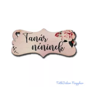 Tanár néninek 3,2x7,2 cm - Virágos kutyacsont biléta