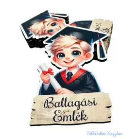   Ballagási fa tábla 5db/csomag - Ballagó emlék szőke fiú 10x6,6cm