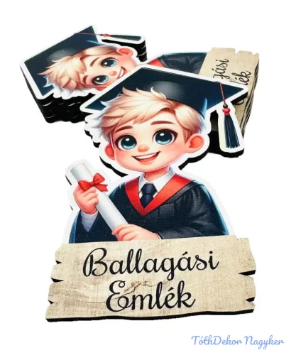 Ballagási fa tábla 5db/csomag - Ballagó emlék szőke fiú 10x6,6cm