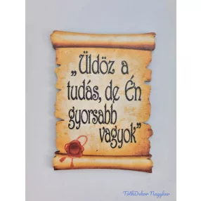 Pecsétes papirusz idézettel - Üldöz a tudás…