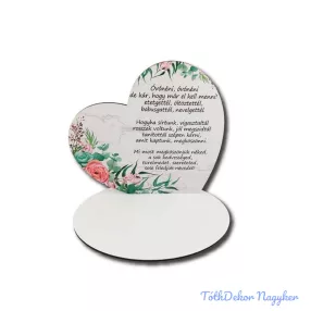 Nagy talpas fa szív 19,2x20 cm - Óvónéni