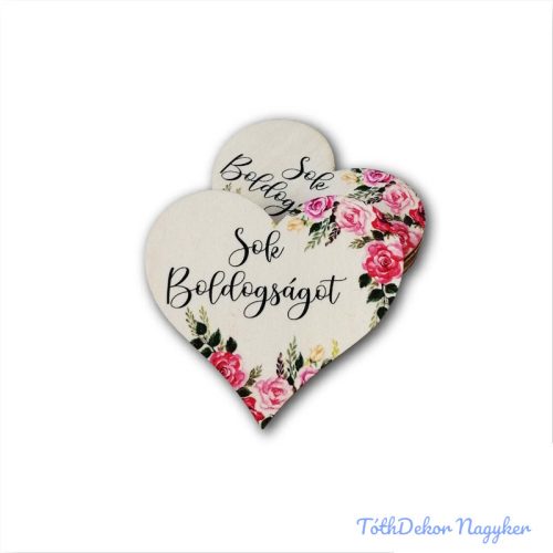 Esküvői szív 7cm 5db/csomag - Sok boldogságot
