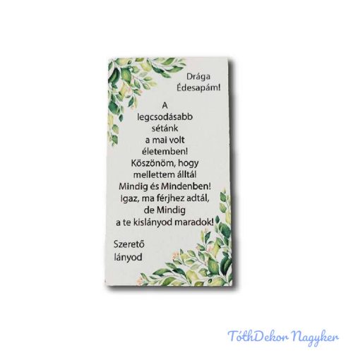 Esküvői téglalap 14x7,5cm - Drága Édesapám - Szerető Lányod