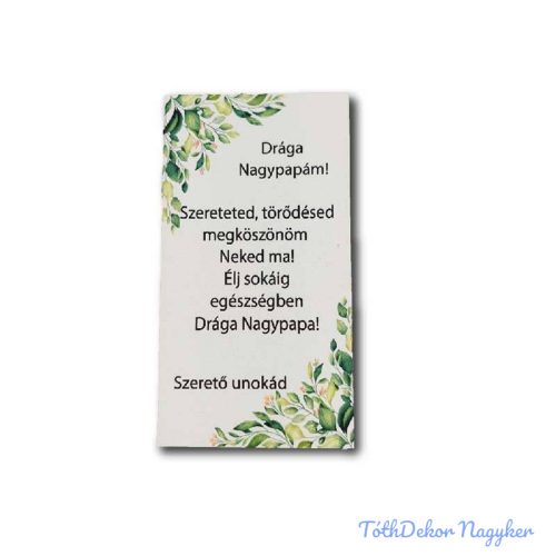 Esküvői téglalap 14x7,5cm - Drága Nagypapám - Szerető Unokád