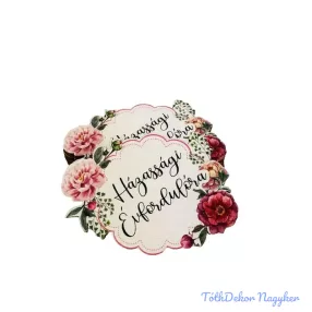   Díszes rózsá forma tábla 5,5x7,5cm - Házassági évfordulóra 5db/csomag