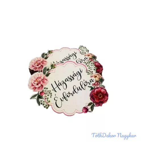 Díszes rózsá forma tábla 5,5x7,5cm - Házassági évfordulóra 5db/csomag