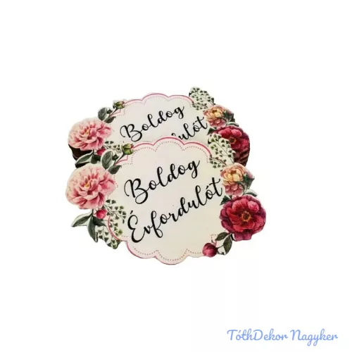 Díszes rózsá forma tábla 5,5x7,5cm - Boldog évfordulót 5db/csomag