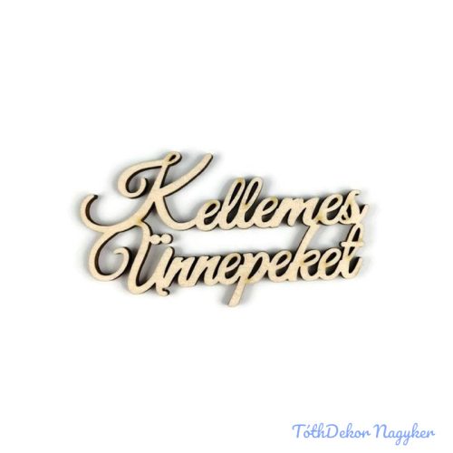 Kellemes Ünnepeket felirat 5db/csomag 5x10cm - Natúr