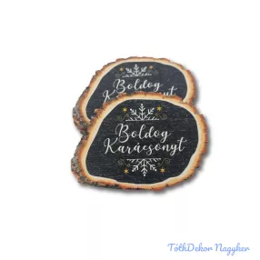  Közepes fahasáb 5db/csomag 6x8cm - Boldog karácsonyt - fekete