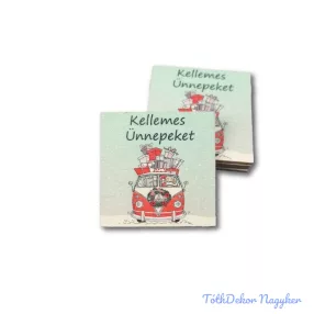 Karácsonyi négyzet 5db/csomag 5x5cm - VW Busz