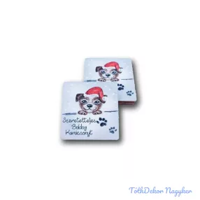 Karácsonyi négyzet 5db/csomag 5,8x5,8cm - Kutyás