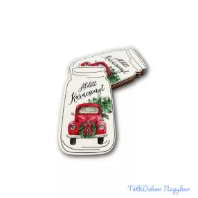 Bödön 5db/csomag 9,3x5,5cm - Piros autó fenyővel