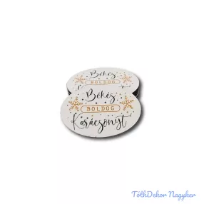   Kis ovális 5db/csomag 4x6cm - Békés Boldog Karácsonyt fehér