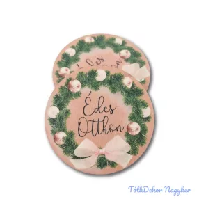   Kerek karácsonyi 7cm 5db/csomag - Édes Otthon rosegold koszorú