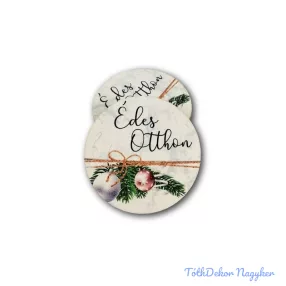   Kerek karácsonyi 7cm 5db/csomag - Édes Otthon fehér márvány