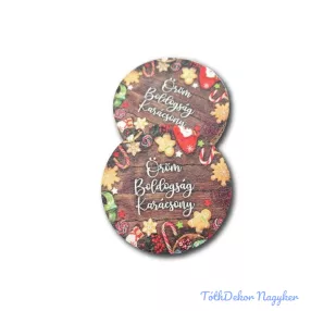   Kerek karácsonyi 7cm 5db/csomag - Öröm, boldogság, karácsony