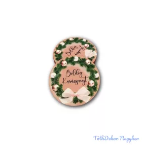   Kerek karácsonyi 7cm 5db/csomag - Boldog karácsonyt rosegold díszes
